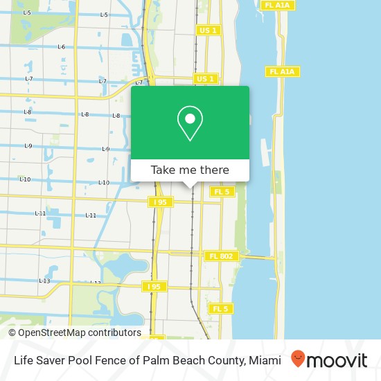 Life Saver Pool Fence of Palm Beach County map