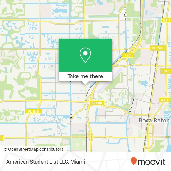 Mapa de American Student List LLC