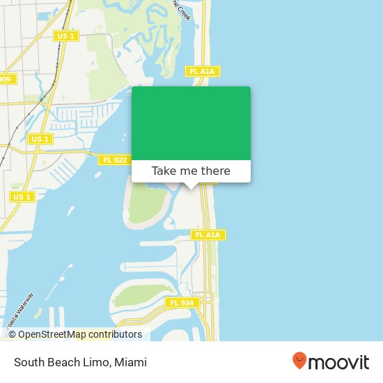 South Beach Limo map