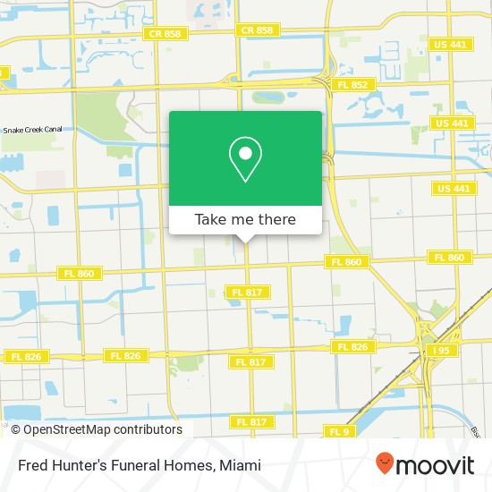 Fred Hunter's Funeral Homes map