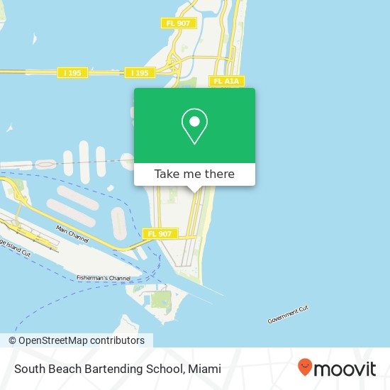 Mapa de South Beach Bartending School