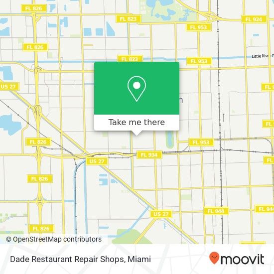 Mapa de Dade Restaurant Repair Shops