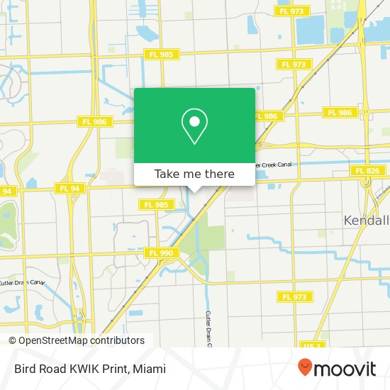 Mapa de Bird Road KWIK Print