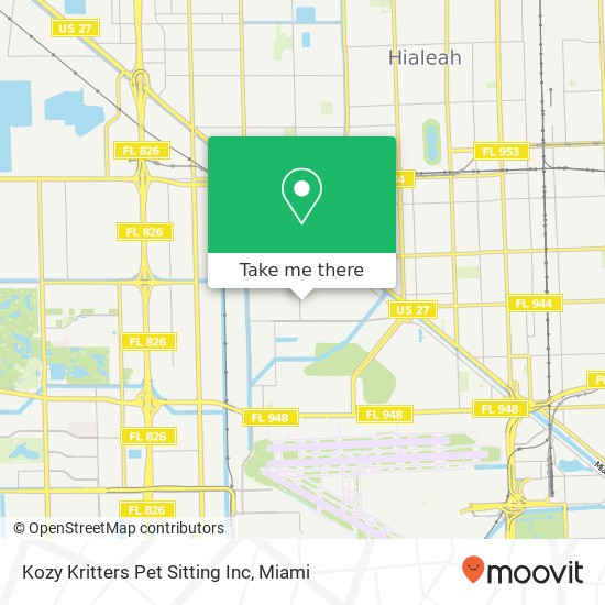 Mapa de Kozy Kritters Pet Sitting Inc