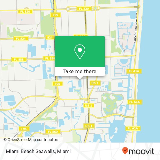 Mapa de Miami Beach Seawalls