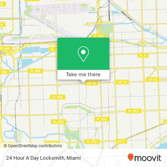 24 Hour A Day Locksmith map