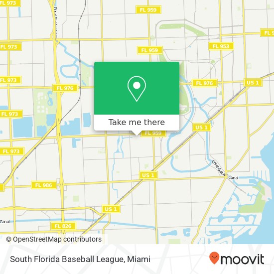 South Florida Baseball League map