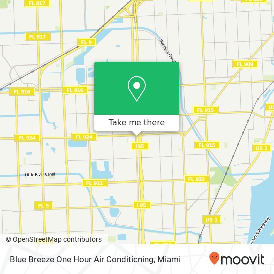 Blue Breeze One Hour Air Conditioning map