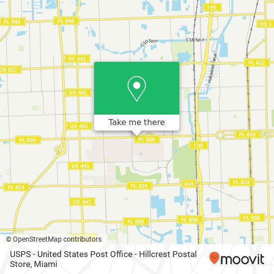 Mapa de USPS - United States Post Office - Hillcrest Postal Store