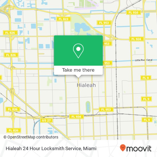 Mapa de Hialeah 24 Hour Locksmith Service