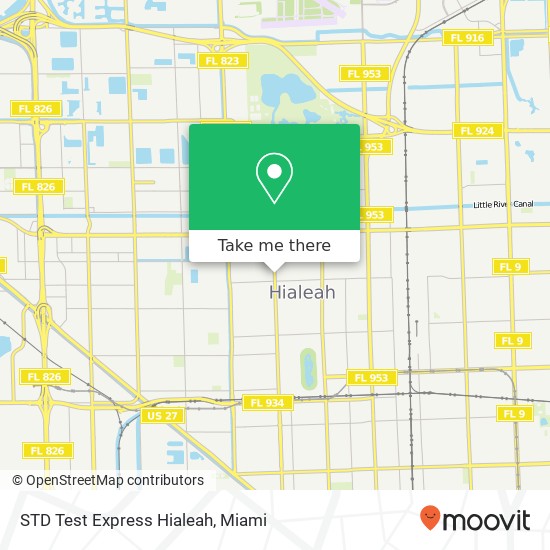 Mapa de STD Test Express Hialeah