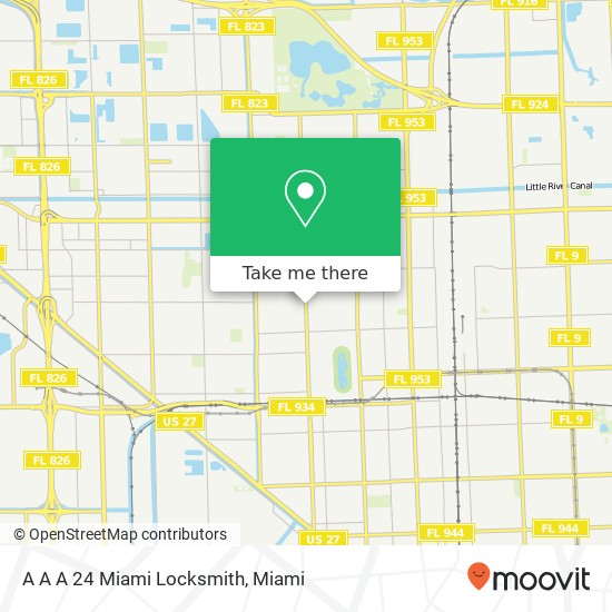 Mapa de A A A 24 Miami Locksmith