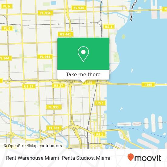 Rent Warehouse Miami- Penta Studios map