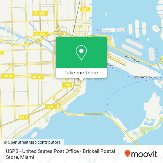 Mapa de USPS - United States Post Office - Brickell Postal Store