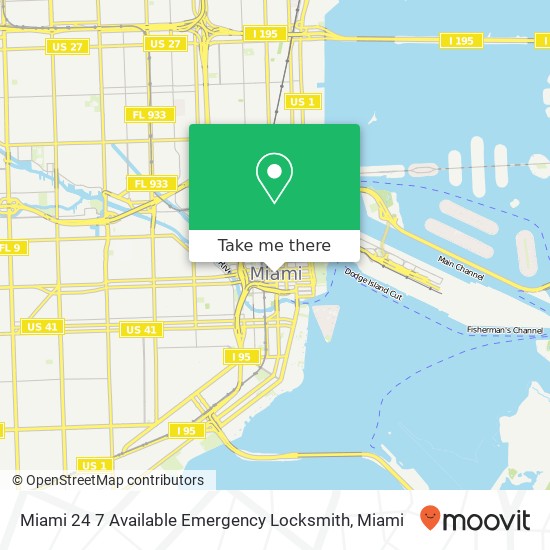 Mapa de Miami 24 7 Available Emergency Locksmith