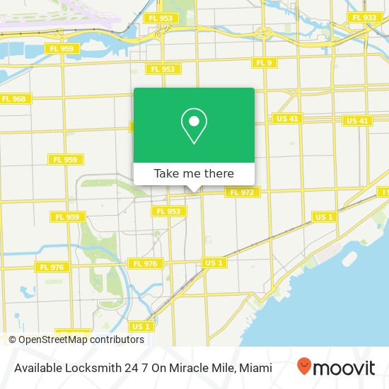 Available Locksmith 24 7 On Miracle Mile map