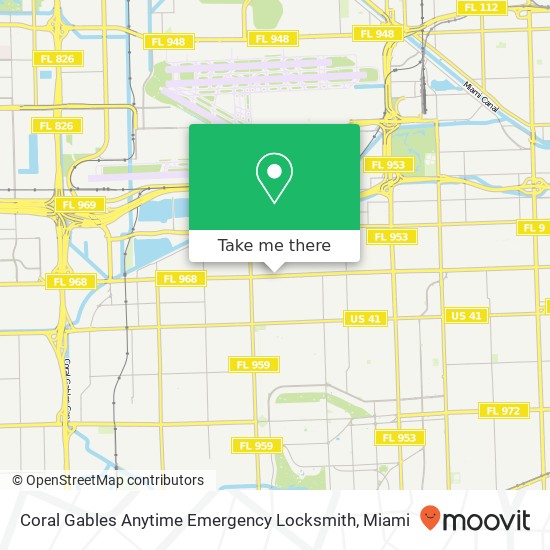Coral Gables Anytime Emergency Locksmith map