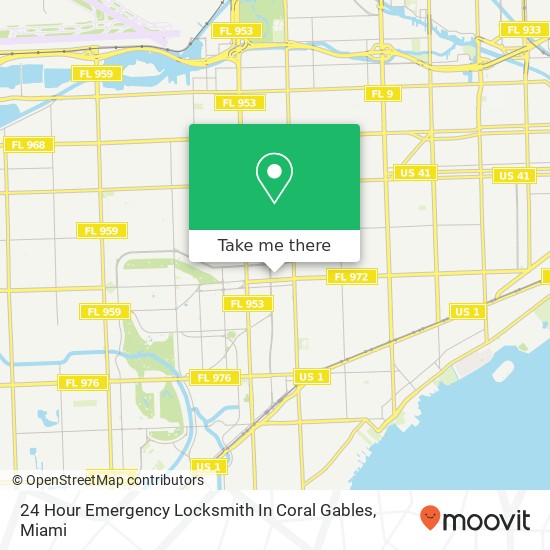Mapa de 24 Hour Emergency Locksmith In Coral Gables