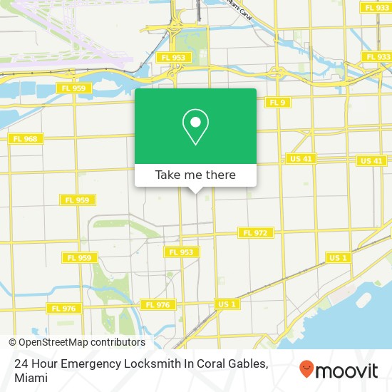 Mapa de 24 Hour Emergency Locksmith In Coral Gables