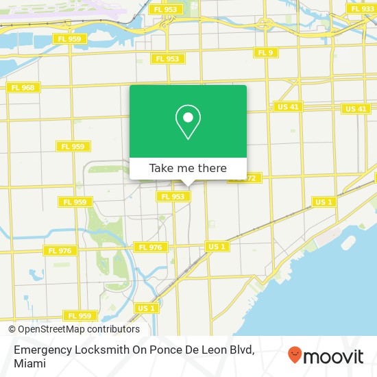 Mapa de Emergency Locksmith On Ponce De Leon Blvd