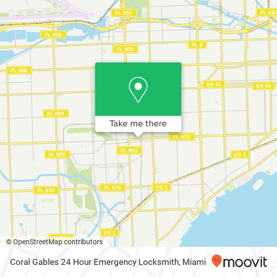 Mapa de Coral Gables 24 Hour Emergency Locksmith