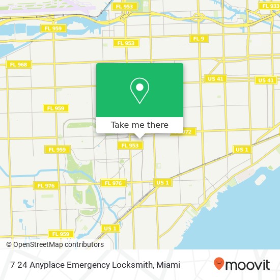 Mapa de 7 24 Anyplace Emergency Locksmith