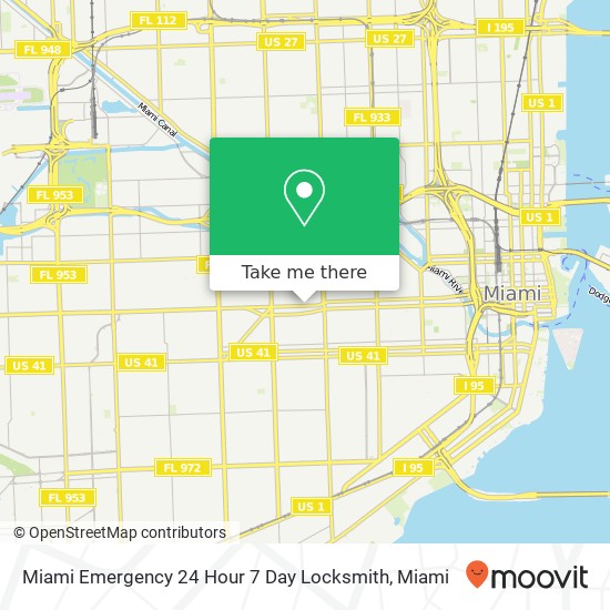 Mapa de Miami Emergency 24 Hour 7 Day Locksmith