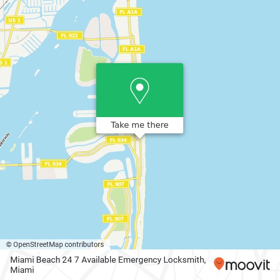 Mapa de Miami Beach 24 7 Available Emergency Locksmith