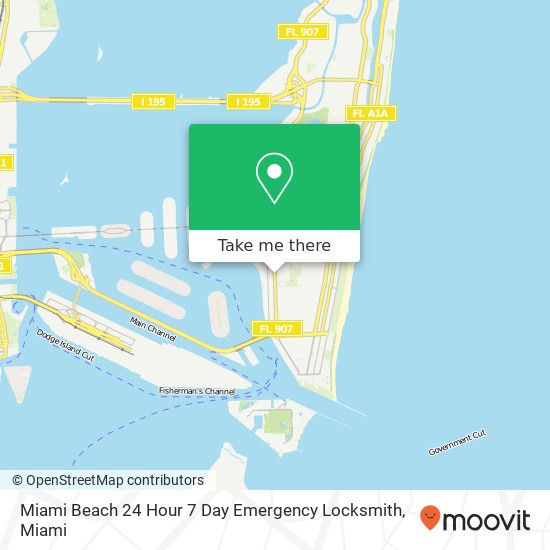 Miami Beach 24 Hour 7 Day Emergency Locksmith map