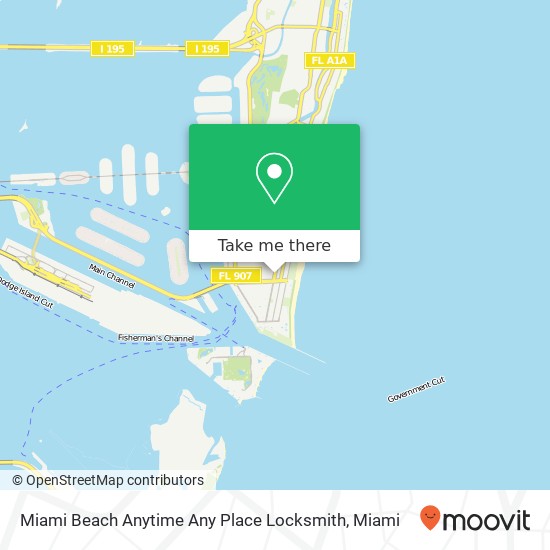 Mapa de Miami Beach Anytime Any Place Locksmith