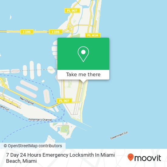 7 Day 24 Hours Emergency Locksmith In Miami Beach map