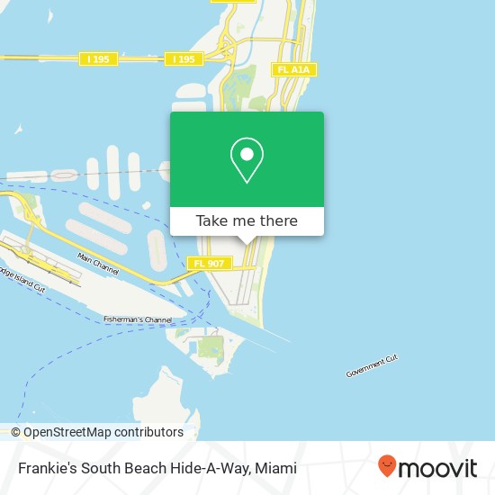 Frankie's South Beach Hide-A-Way map