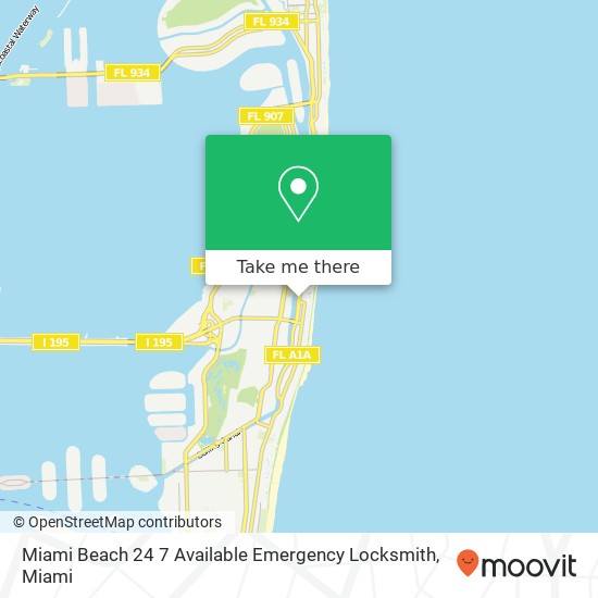 Miami Beach 24 7 Available Emergency Locksmith map