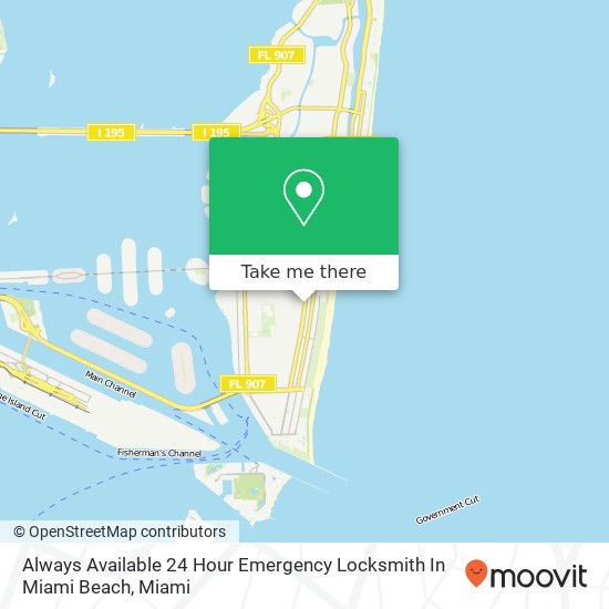Mapa de Always Available 24 Hour Emergency Locksmith In Miami Beach