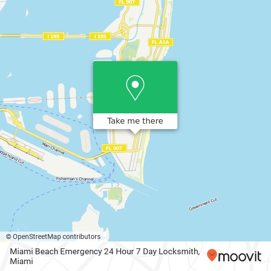 Miami Beach Emergency 24 Hour 7 Day Locksmith map