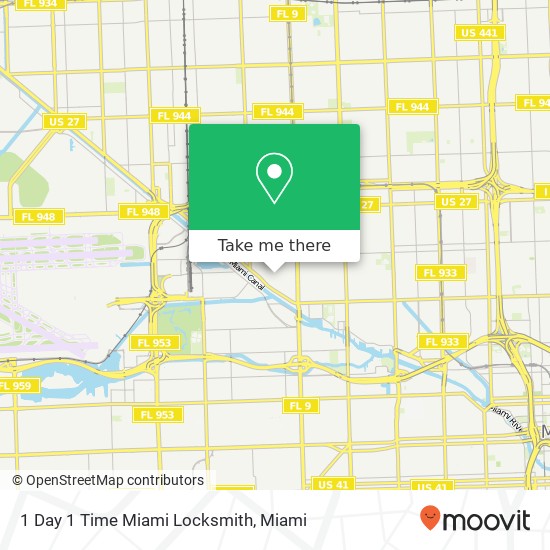 Mapa de 1 Day 1 Time Miami Locksmith