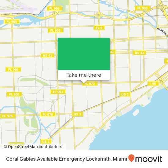 Mapa de Coral Gables Available Emergency Locksmith