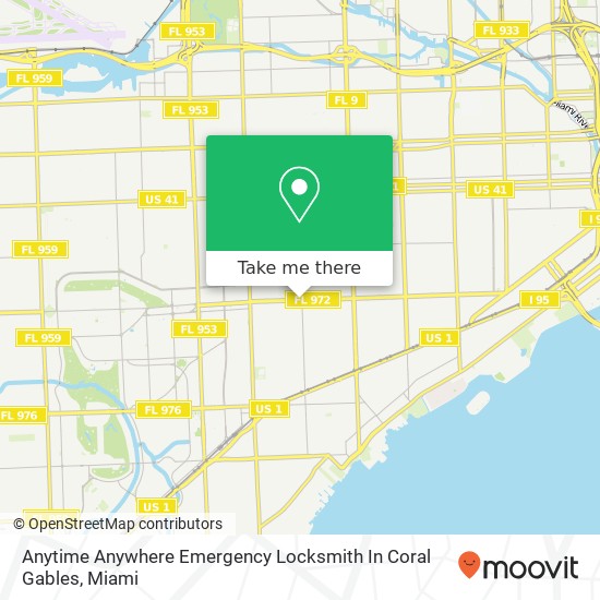 Mapa de Anytime Anywhere Emergency Locksmith In Coral Gables