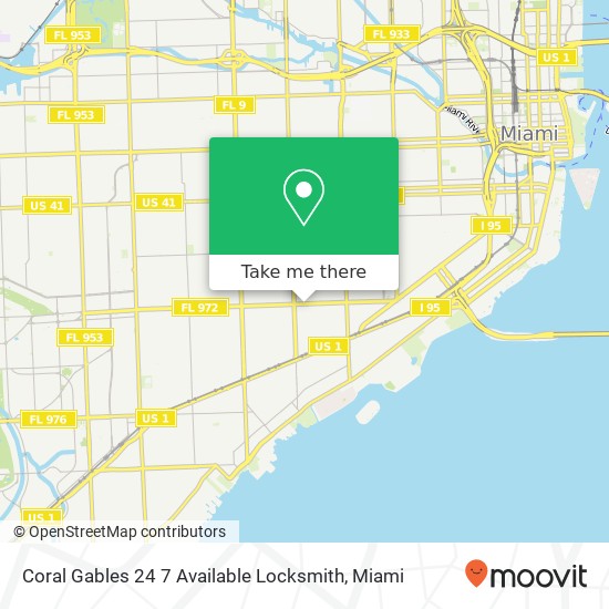 Coral Gables 24 7 Available Locksmith map