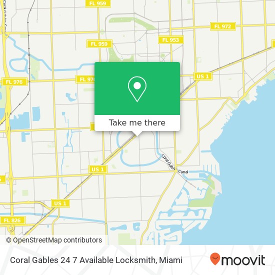 Coral Gables 24 7 Available Locksmith map