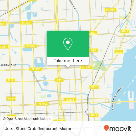 Mapa de Joe's Stone Crab Restaurant