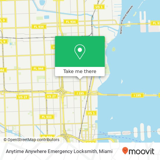 Mapa de Anytime Anywhere Emergency Locksmith