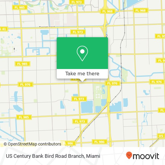 Mapa de US Century Bank Bird Road Branch