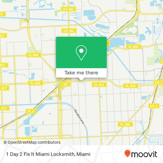 Mapa de 1 Day 2 Fix It Miami Locksmith