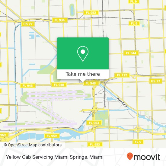 Mapa de Yellow Cab Servicing Miami Springs