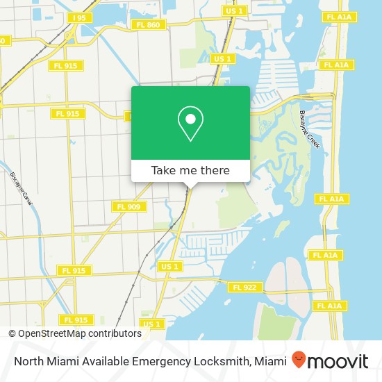 North Miami Available Emergency Locksmith map
