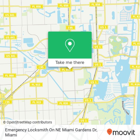 Emergency Locksmith On NE Miami Gardens Dr map