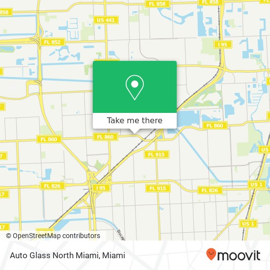 Mapa de Auto Glass North Miami