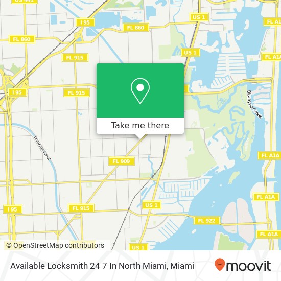 Mapa de Available Locksmith 24 7 In North Miami
