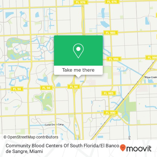 Mapa de Community Blood Centers Of South Florida / El Banco de Sangre